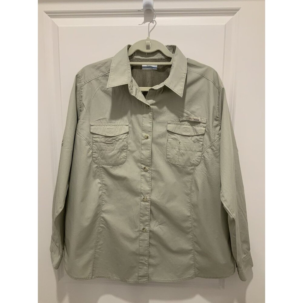 Columbia PFG Shirt 1X Men's Bahama II Pockets Long Sleeve Cool Grey